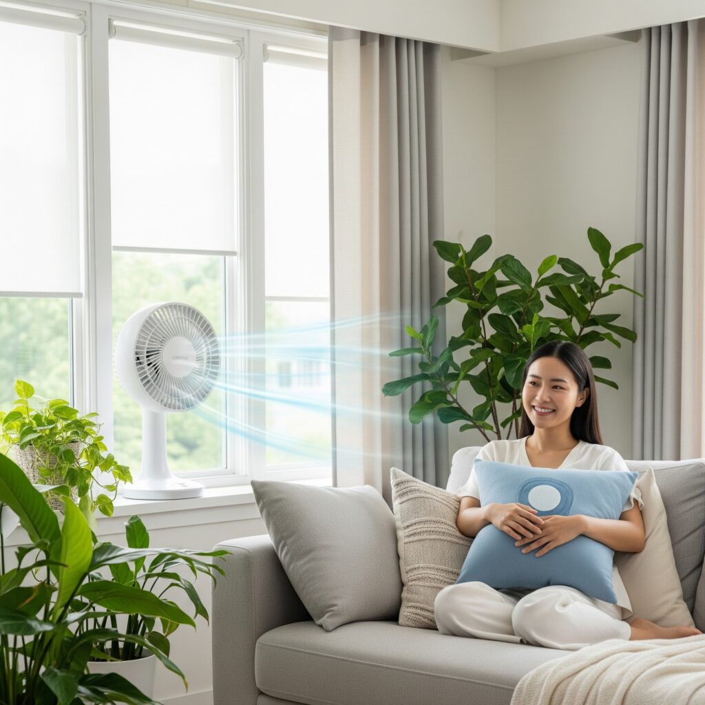 【エアコンの電気代、節約したい！】賢く涼しく過ごす、夏の省エネお部屋グッズ5選 Gemini Generated Image 1a9iz1a9iz1a9iz1 scaled