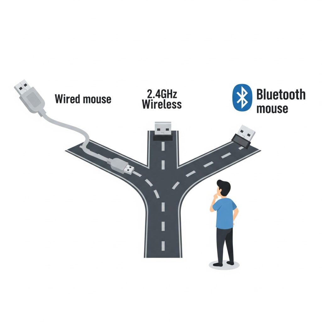 【初心者向け】マウス・キーボードの選び方｜有線・無線(Bluetooth/2.4GHz)の違いを徹底解説！ Gemini Generated Image 6ayffo6ayffo6ayf scaled