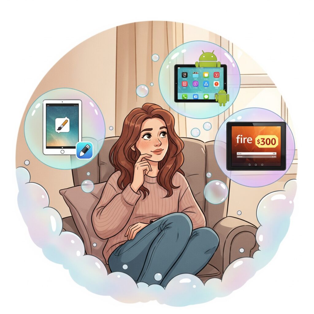 【読書好きのためのタブレット選び】iPad・Android・Fire、電子書籍に最適な一台はどれ？徹底比較！ Gemini Generated Image 6hplce6hplce6hpl scaled