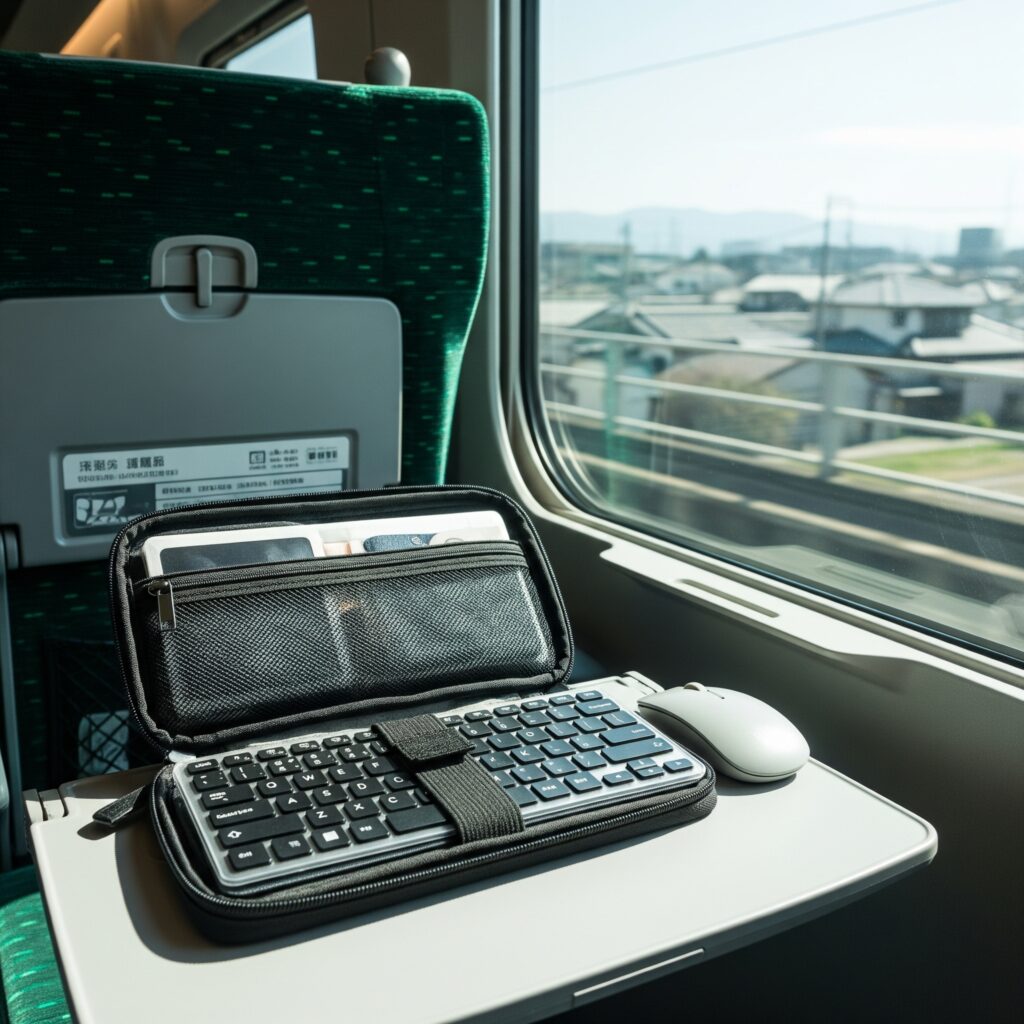 折りたたみキーボード, コンパクトマウス, カバンの中身, ガジェットポーチ, 整頓